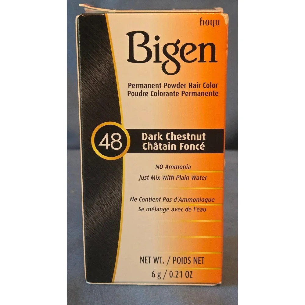 Bigen Permanent Powder Hair Color 48 Dark Chestnut Ammonia Free Hoyu 0.21oz